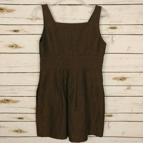 Theory Rakia Dress Sleeveless Brown Metallic Sz 8 - Picture 4 of 7